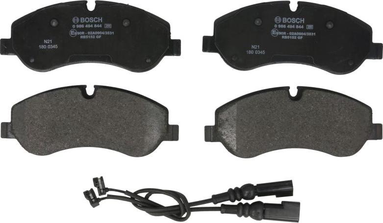BOSCH 0 986 494 844 - Тормозные колодки, дисковые, комплект abcparts.ee