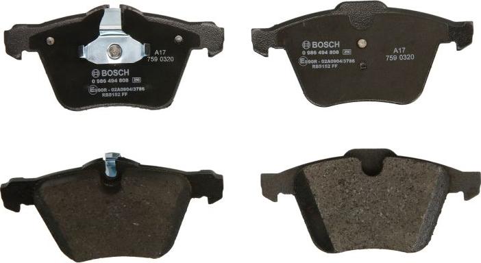 BOSCH 0 986 494 808 - Тормозные колодки, дисковые, комплект abcparts.ee