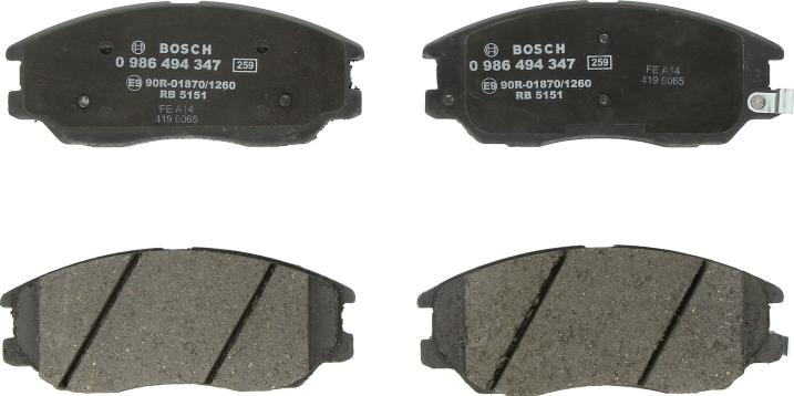 BOSCH 0 986 494 347 - Тормозные колодки, дисковые, комплект abcparts.ee