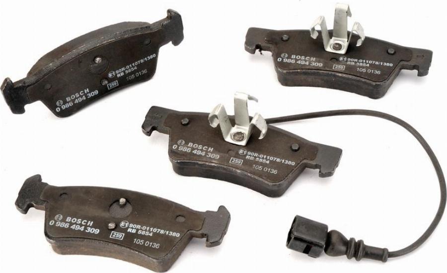 BOSCH 0 986 494 309 - Тормозные колодки, дисковые, комплект abcparts.ee