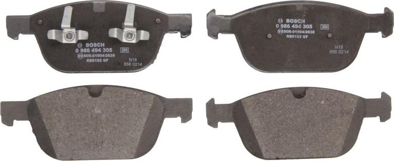BOSCH 0 986 494 305 - Тормозные колодки, дисковые, комплект abcparts.ee
