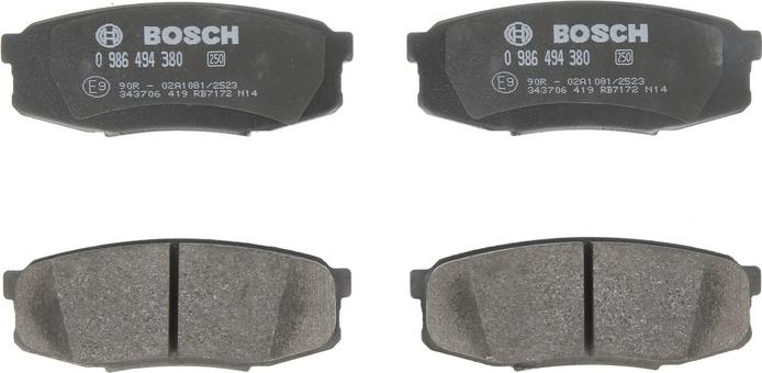 BOSCH 0 986 494 380 - Тормозные колодки, дисковые, комплект abcparts.ee