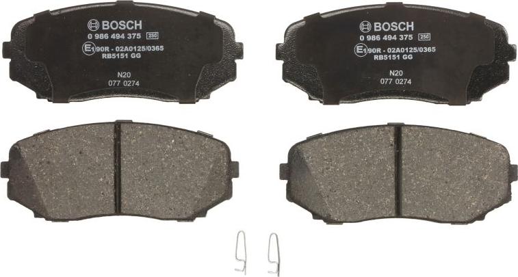 BOSCH 0 986 494 375 - Тормозные колодки, дисковые, комплект abcparts.ee