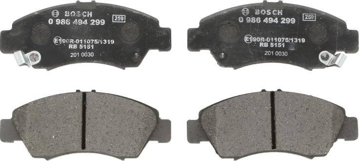 BOSCH 0 986 494 299 - Тормозные колодки, дисковые, комплект abcparts.ee