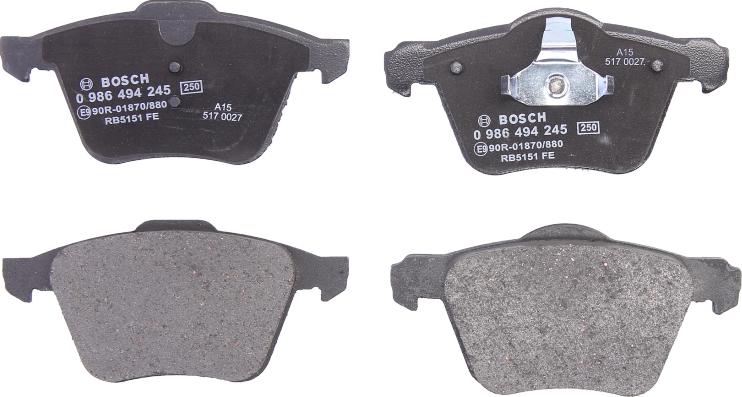 BOSCH 0 986 494 245 - Тормозные колодки, дисковые, комплект abcparts.ee