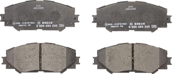 BOSCH 0 986 494 240 - Тормозные колодки, дисковые, комплект abcparts.ee