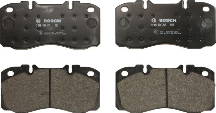 BOSCH 0 986 494 257 - Тормозные колодки, дисковые, комплект abcparts.ee