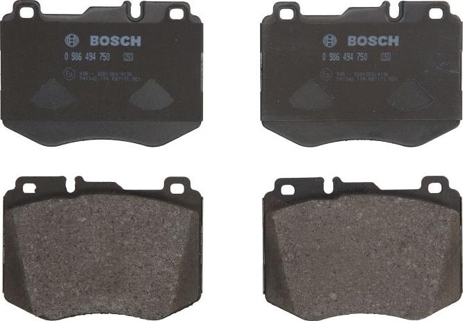 BOSCH 0 986 494 750 - Тормозные колодки, дисковые, комплект abcparts.ee