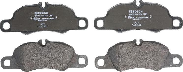 BOSCH 0 986 494 784 - Тормозные колодки, дисковые, комплект abcparts.ee