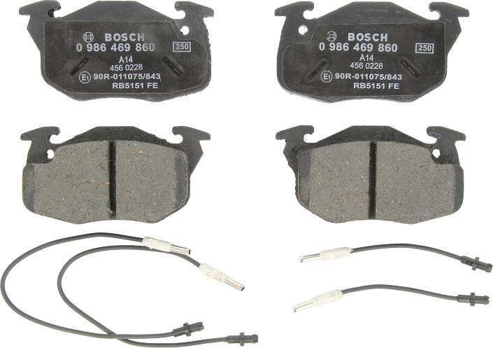 BOSCH 0 986 469 860 - Тормозные колодки, дисковые, комплект abcparts.ee