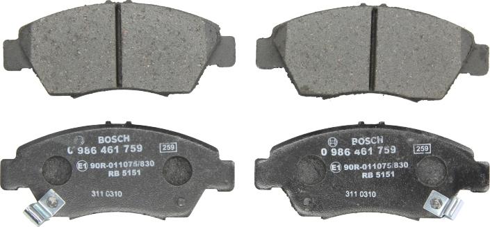 BOSCH 0 986 461 759 - Тормозные колодки, дисковые, комплект abcparts.ee