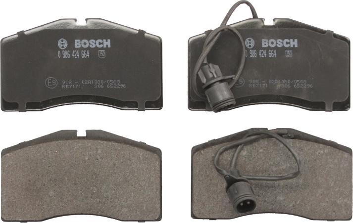 BOSCH 0 986 424 664 - Тормозные колодки, дисковые, комплект abcparts.ee