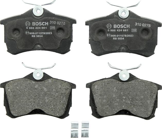 BOSCH 0 986 424 661 - Тормозные колодки, дисковые, комплект abcparts.ee