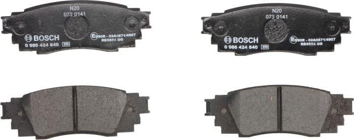 BOSCH 0 986 424 840 - Тормозные колодки, дисковые, комплект abcparts.ee