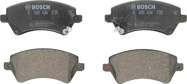 BOSCH 0 986 424 735 - Тормозные колодки, дисковые, комплект abcparts.ee