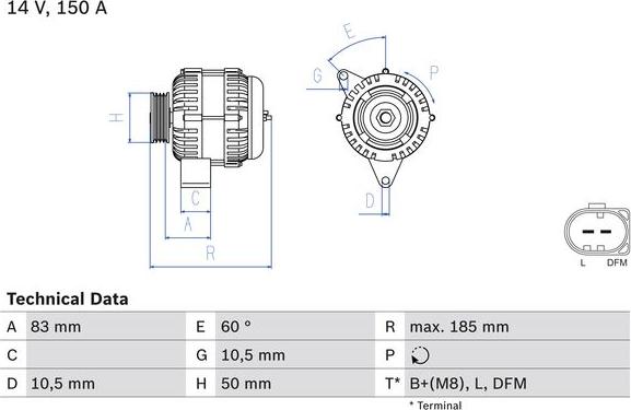 BOSCH 0 986 047 560 - Генератор abcparts.ee