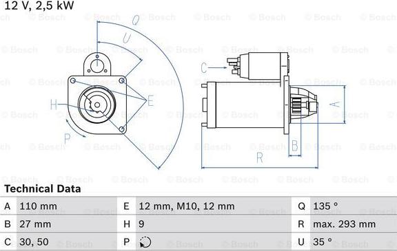 BOSCH 0 986 019 320 - Стартер abcparts.ee
