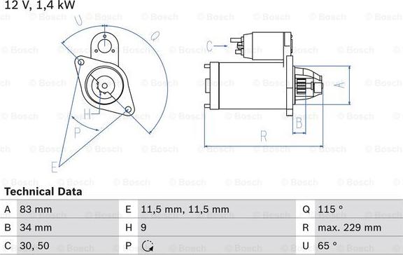 BOSCH 0 986 014 341 - Стартер abcparts.ee