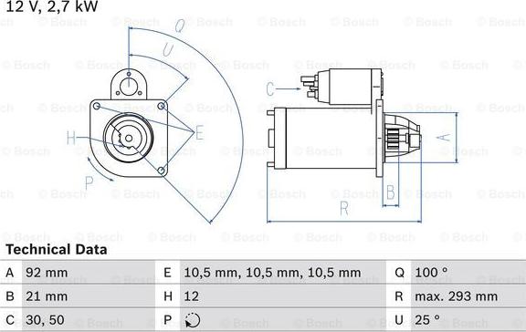 BOSCH 0 986 010 950 - Стартер abcparts.ee
