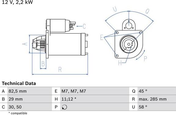 BOSCH 0 986 010 600 - Стартер abcparts.ee