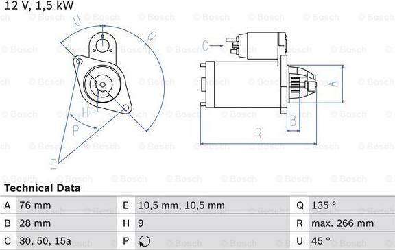 BOSCH 0 986 010 870 - Стартер abcparts.ee