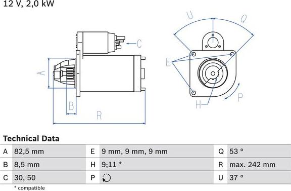 BOSCH 0 986 018 450 - Стартер abcparts.ee