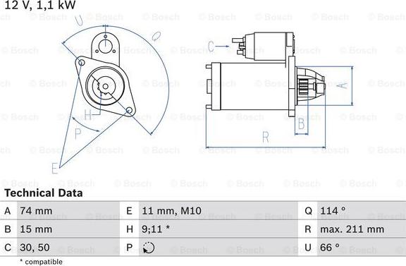 BOSCH 0 986 018 480 - Стартер abcparts.ee
