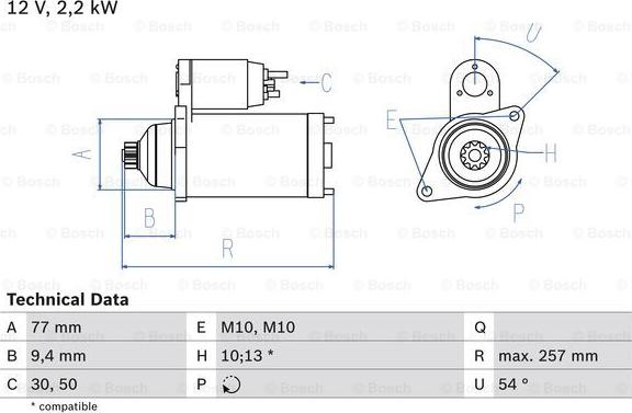 BOSCH 0 986 017 611 - Стартер abcparts.ee