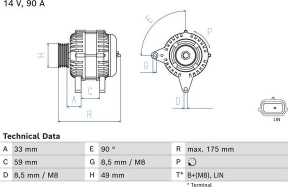 BOSCH 0 986 085 170 - Генератор abcparts.ee
