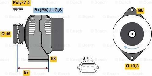 BOSCH 0 986 080 010 - Генератор abcparts.ee
