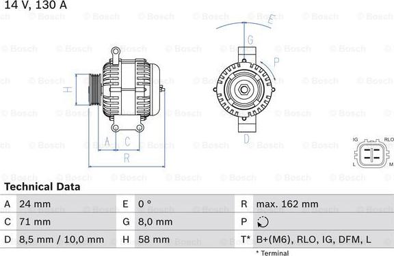 BOSCH 0 986 082 070 - Генератор abcparts.ee
