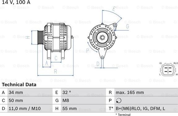 BOSCH 0 986 082 350 - Генератор abcparts.ee