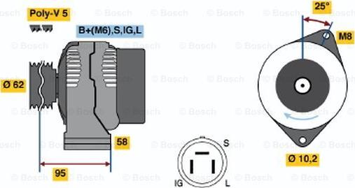 BOSCH 0 986 035 501 - Генератор abcparts.ee