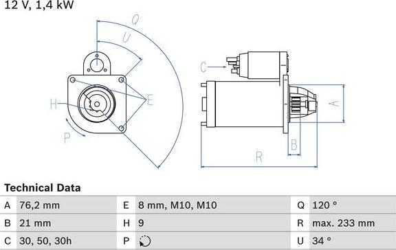 BOSCH 0 986 026 220 - Стартер abcparts.ee