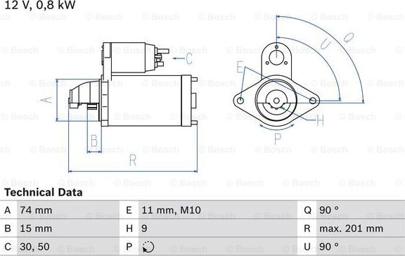 BOSCH 0 986 020 551 - Стартер abcparts.ee