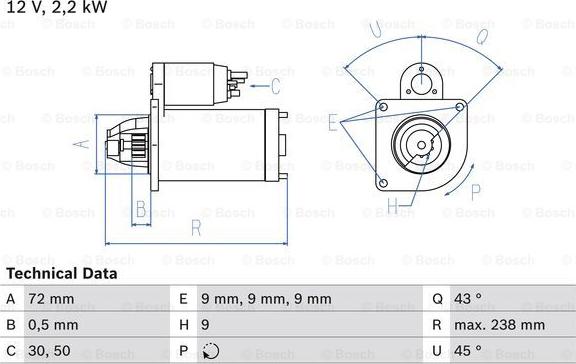 BOSCH 0 986 020 091 - Стартер abcparts.ee