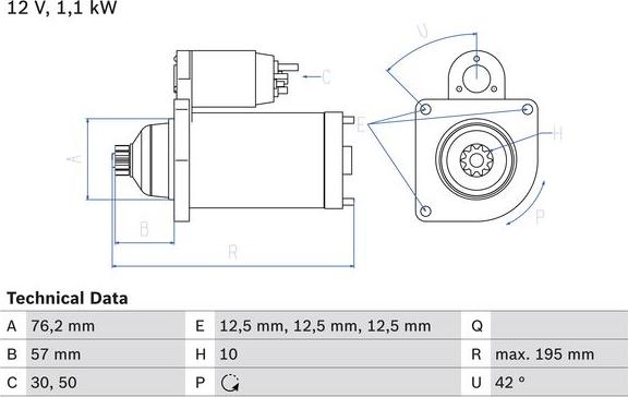 BOSCH 0 986 020 330 - Стартер abcparts.ee