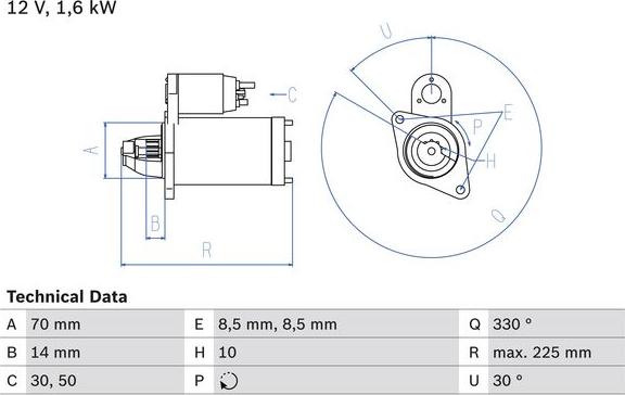 BOSCH 0 986 021 260 - Стартер abcparts.ee