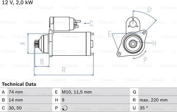 BOSCH 0 986 023 560 - Стартер abcparts.ee
