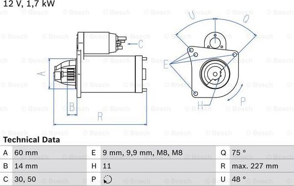 BOSCH 0 986 023 050 - Стартер abcparts.ee