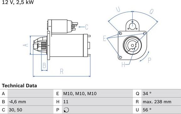 BOSCH 0 986 023 850 - Стартер abcparts.ee