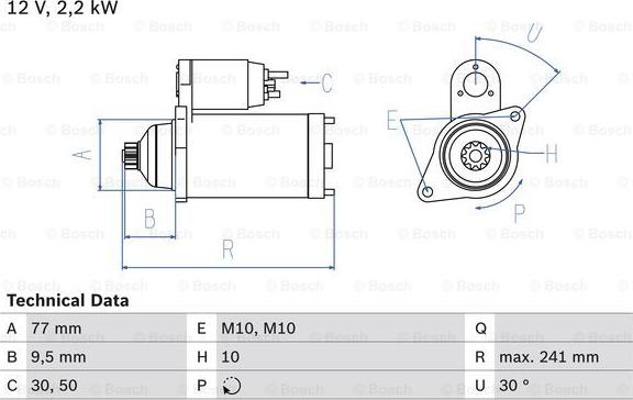 BOSCH 0 986 022 700 - Стартер abcparts.ee