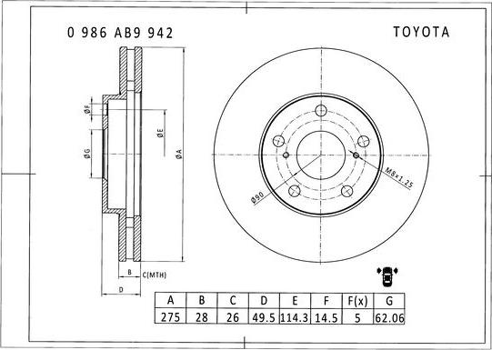 BOSCH 0 986 AB9 942 - Тормозной диск abcparts.ee