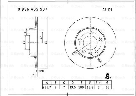 BOSCH 0 986 AB9 907 - Тормозной диск abcparts.ee