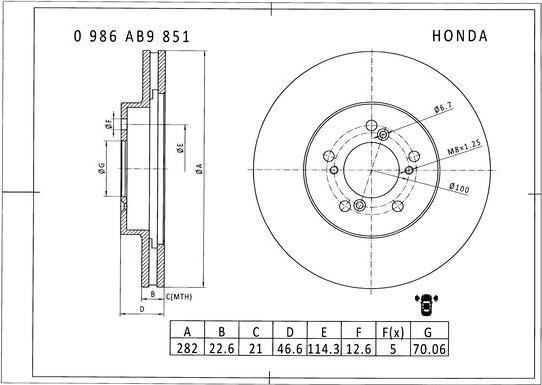 BOSCH 0 986 AB9 851 - Тормозной диск abcparts.ee