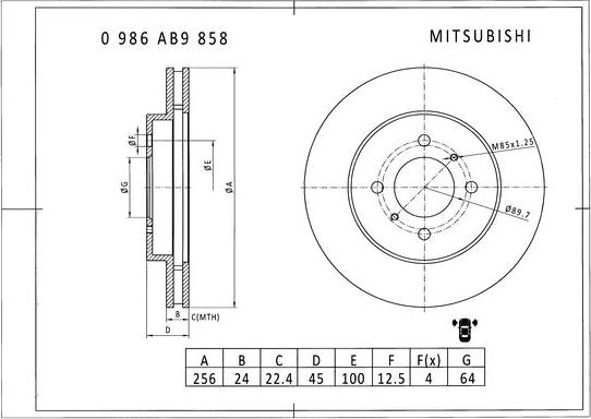 BOSCH 0 986 AB9 858 - Тормозной диск abcparts.ee