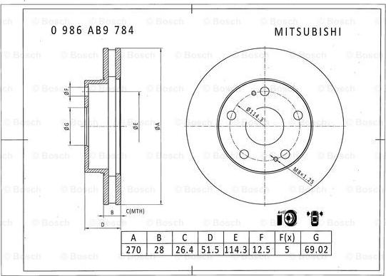 BOSCH 0 986 AB9 784 - Тормозной диск abcparts.ee