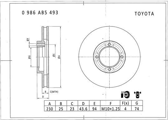 BOSCH 0 986 AB5 493 - Тормозной диск abcparts.ee