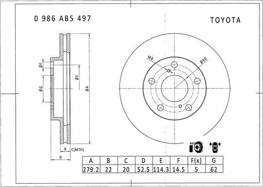 BOSCH 0 986 AB5 497 - Тормозной диск abcparts.ee