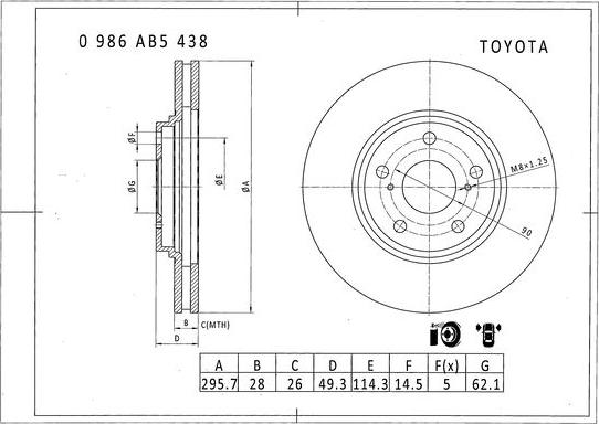 BOSCH 0 986 AB5 438 - Тормозной диск abcparts.ee